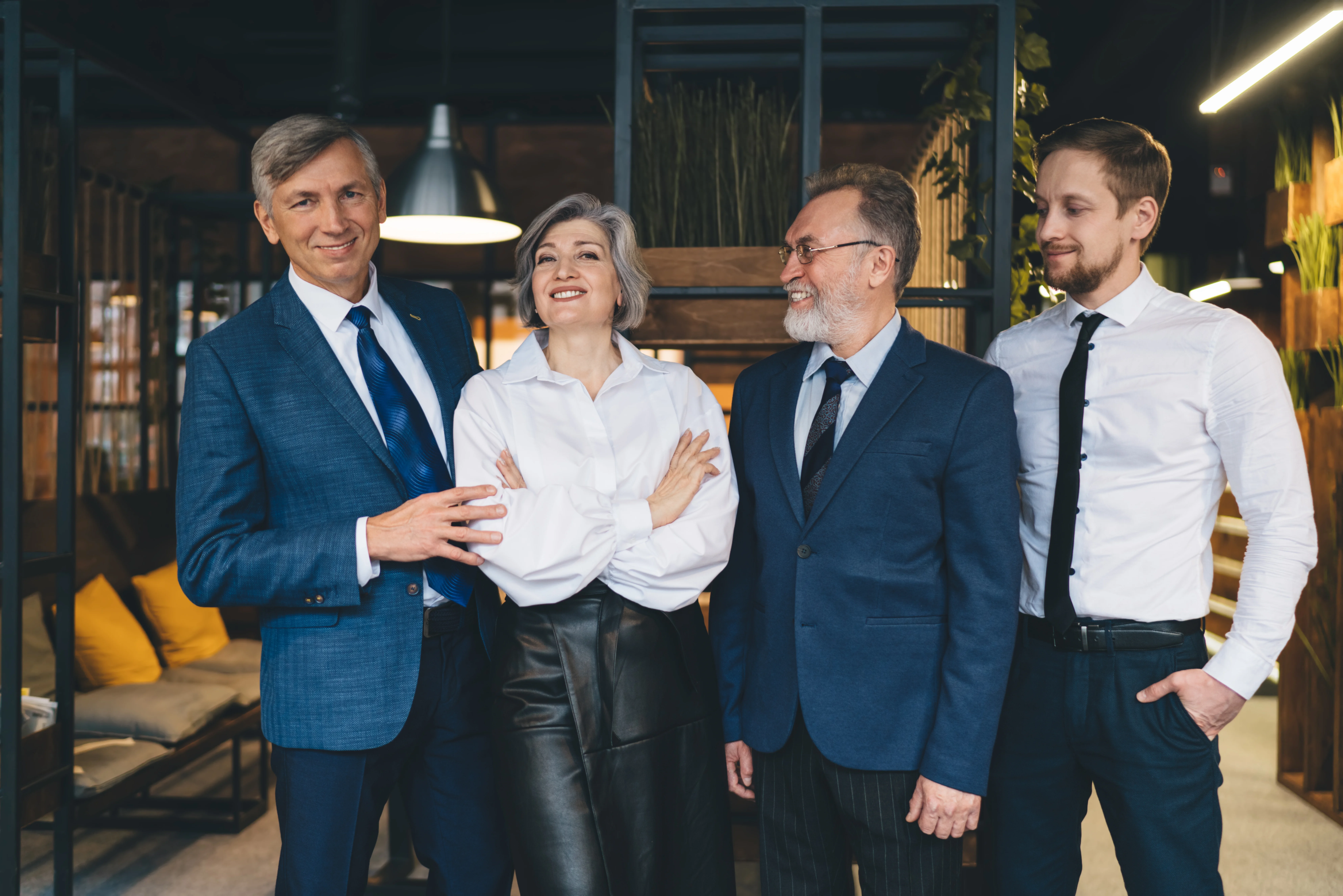 Professional team with satisfied business owners